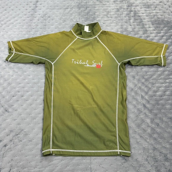 Sunspecs Swim Tribal Surf Rash Guard Shirt Mens Xl Green 34 Sleeve